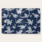 Origami metallic dragon friends // oxford navy blue background metal silver fantasy animals Cutting Board Gallery Image 1
