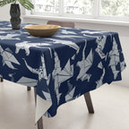 Origami metallic dragon friends // oxford navy blue background metal silver fantasy animals Tablecloth Gallery Image 3