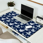 Origami metallic dragon friends // oxford navy blue background metal silver fantasy animals Desk Mat Gallery Image 2