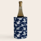 Origami metallic dragon friends // oxford navy blue background metal silver fantasy animals Wine Chiller Gallery Image 2