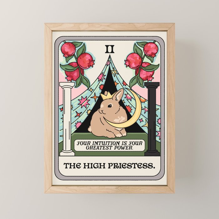 The High Priestess Bunny Tarot Card Mini Art Print Gallery Image 1