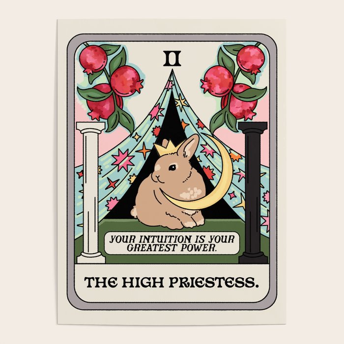 The High Priestess Bunny Tarot Card Poster Gallery Image 1