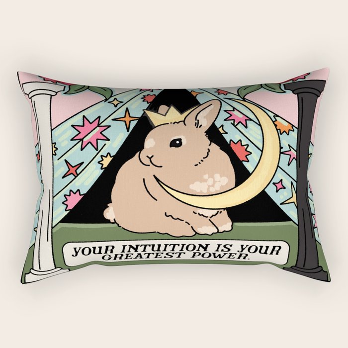 The High Priestess Bunny Tarot Card Rectangular Pillow Gallery Image 1