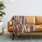 Modern Tabs in Brown, Burgundy and Tan Throw Blanket Gallery Image 1