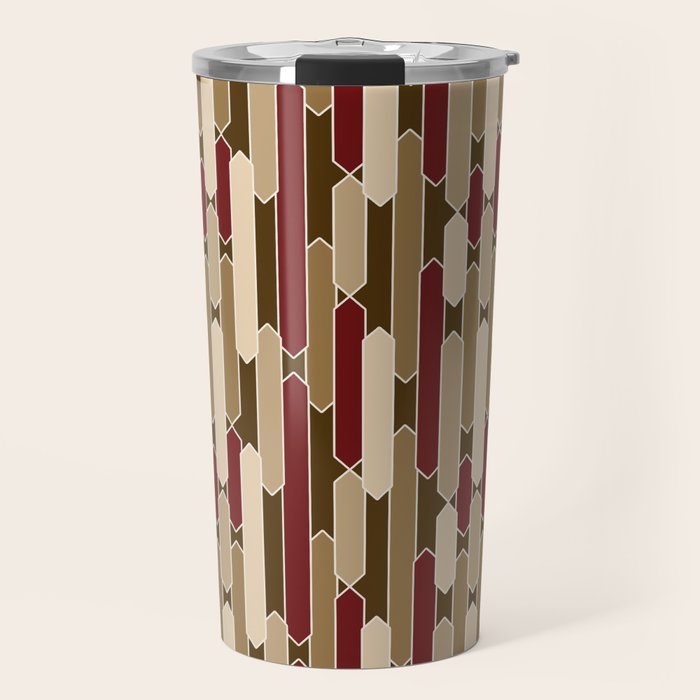 Modern Tabs in Brown, Burgundy and Tan Travel Mug Gallery Image 1