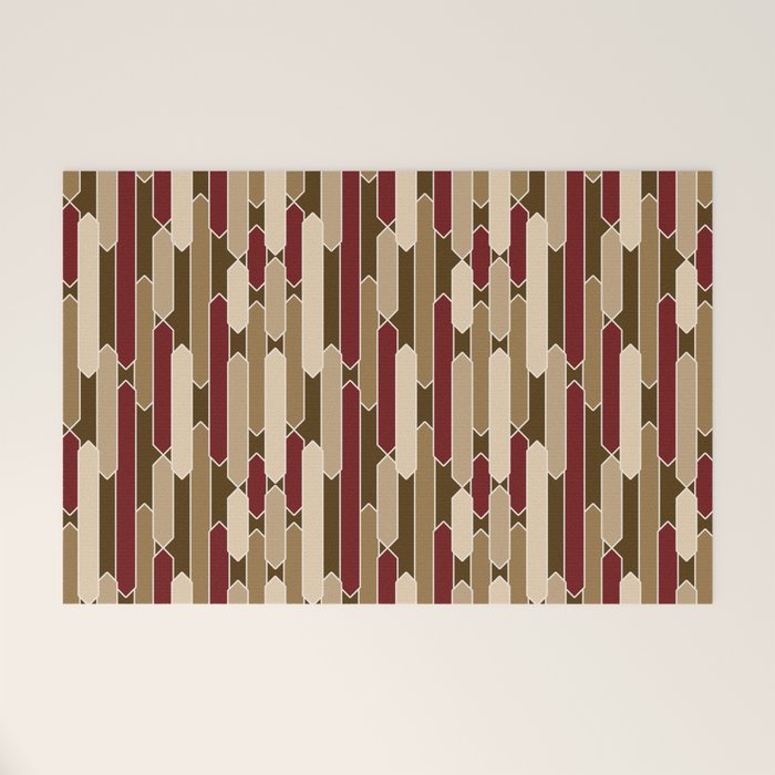 Modern Tabs in Brown, Burgundy and Tan Welcome Mat Gallery Image 1