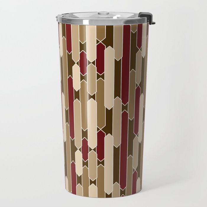 Modern Tabs in Brown, Burgundy and Tan Travel Mug Gallery Image 2