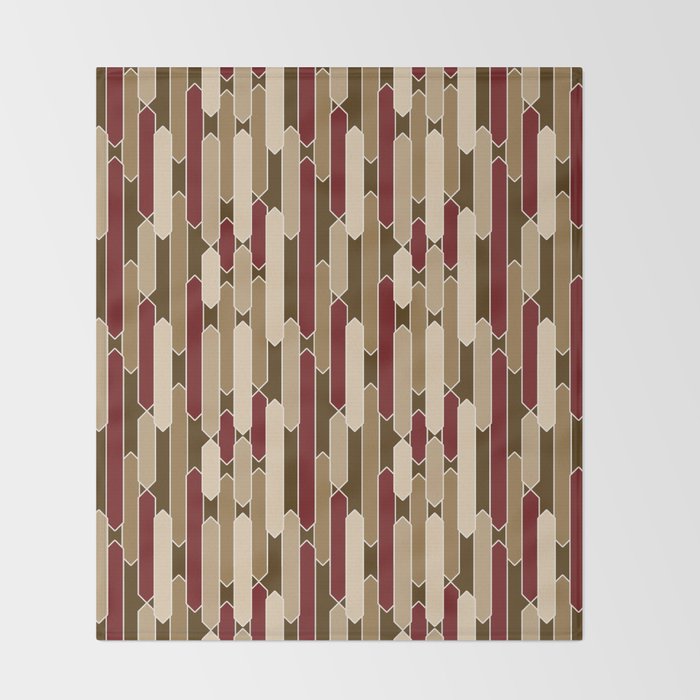 Modern Tabs in Brown, Burgundy and Tan Throw Blanket Gallery Image 2
