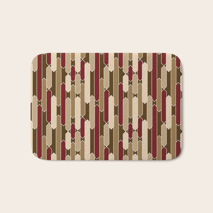 Modern Tabs in Brown, Burgundy and Tan Bath Mat Gallery Image 1