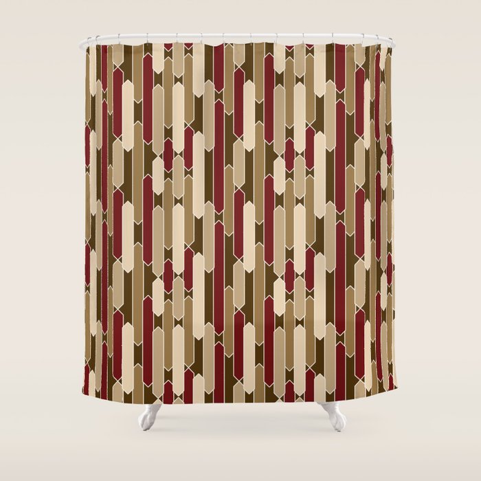 Modern Tabs in Brown, Burgundy and Tan Shower Curtain Gallery Image 1