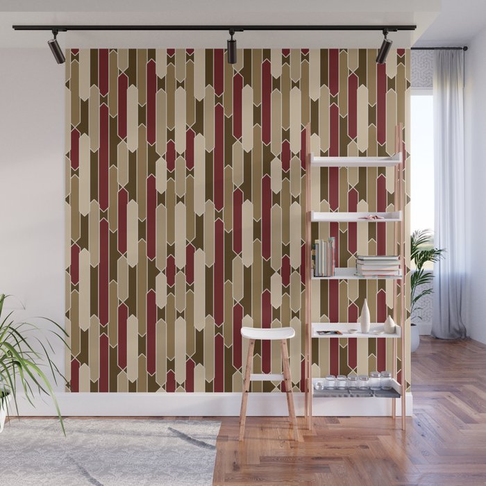 Modern Tabs in Brown, Burgundy and Tan Wall Mural Gallery Image 1