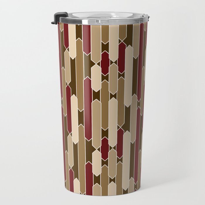 Modern Tabs in Brown, Burgundy and Tan Travel Mug Gallery Image 3