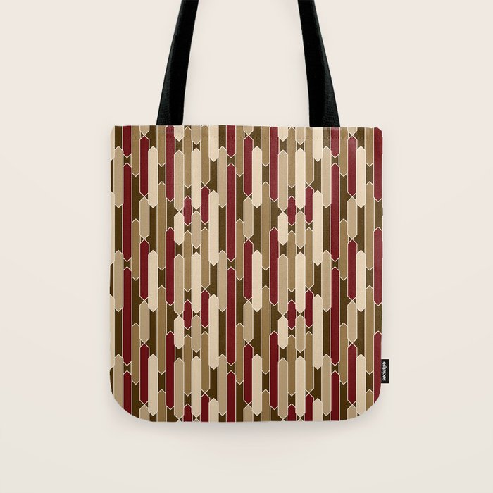 Modern Tabs in Brown, Burgundy and Tan Tote Bag Gallery Image 1
