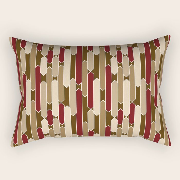 Modern Tabs in Brown, Burgundy and Tan Rectangular Pillow Gallery Image 1