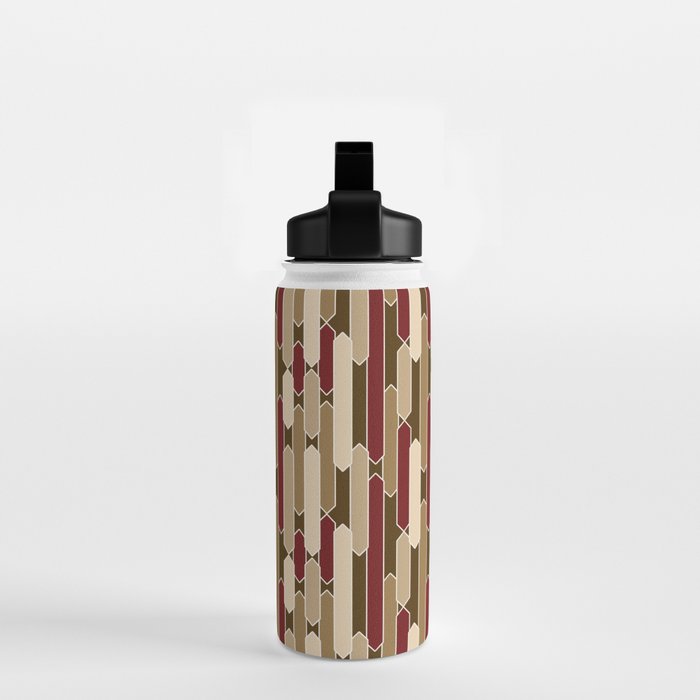 Modern Tabs in Brown, Burgundy and Tan Water Bottle Gallery Image 2