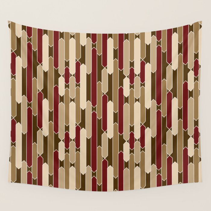 Modern Tabs in Brown, Burgundy and Tan Wall Tapestry Gallery Image 4