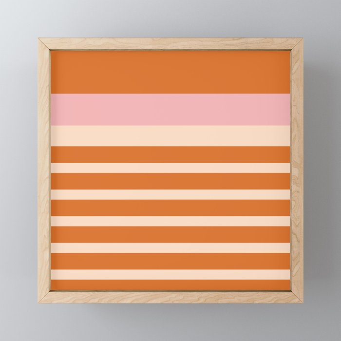 Mixed Stripe Pattern in Orange and Pink Mini Art Print Gallery Image 1
