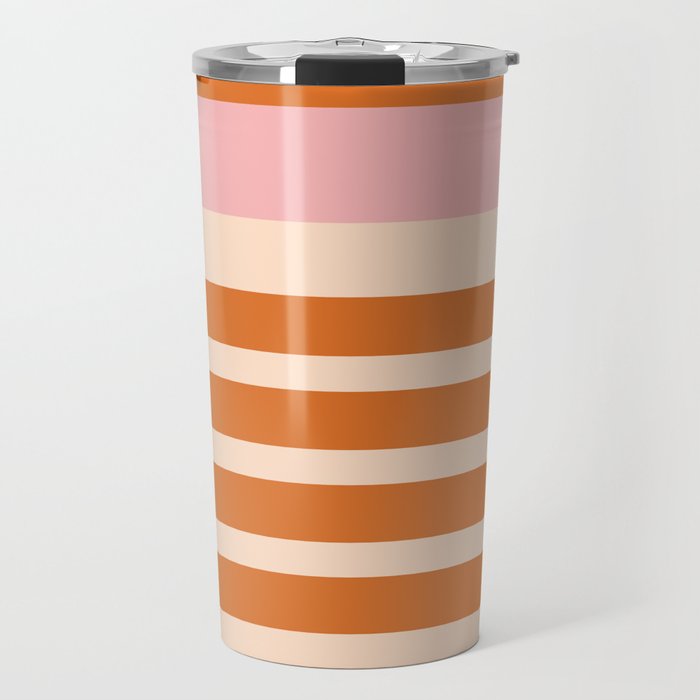 Mixed Stripe Pattern in Orange and Pink Travel Mug Gallery Image 1