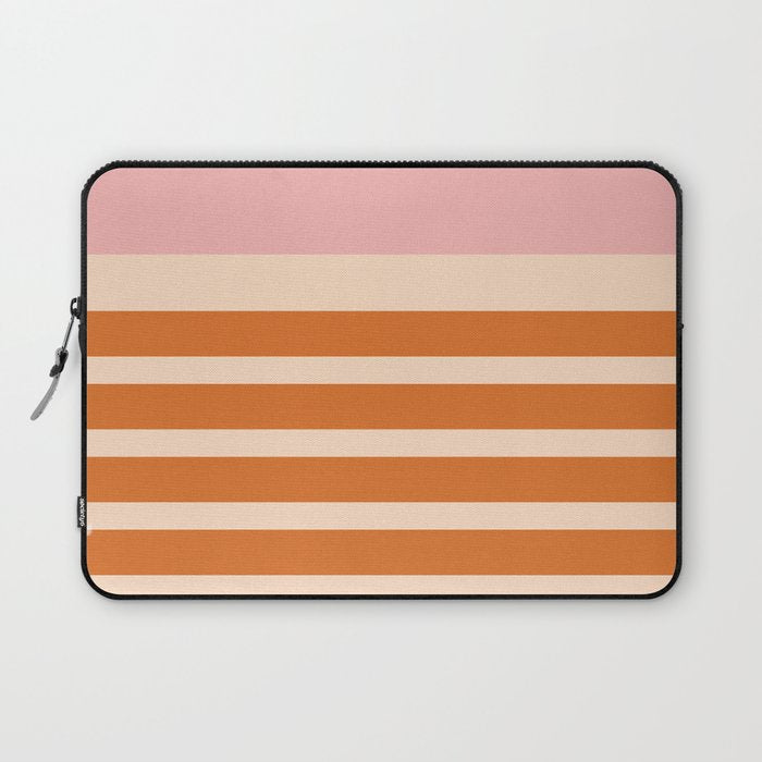 Mixed Stripe Pattern in Orange and Pink Laptop Sleeve Gallery Image 1