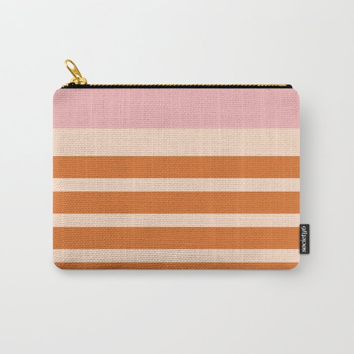 Mixed Stripe Pattern in Orange and Pink Carry All Pouch Gallery Image 1