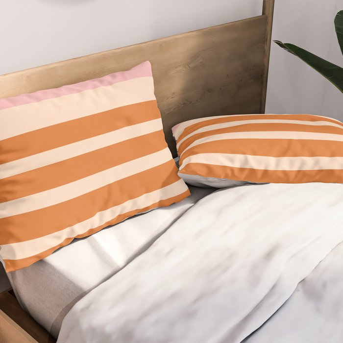 Mixed Stripe Pattern in Orange and Pink Pillow Sham Gallery Image 2