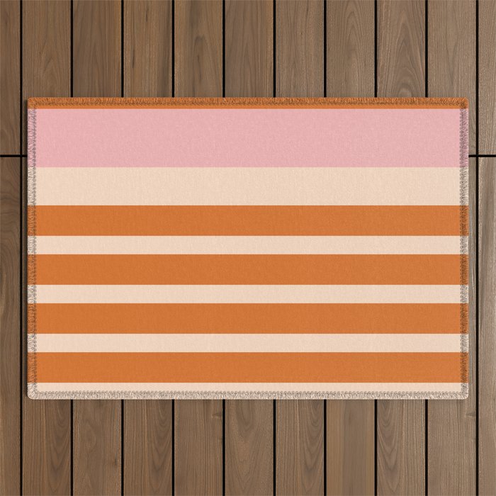 Mixed Stripe Pattern in Orange and Pink Outdoor Rug Gallery Image 1