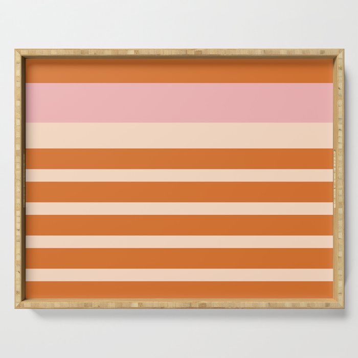 Mixed Stripe Pattern in Orange and Pink Serving Tray Gallery Image 1