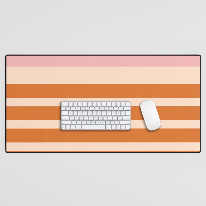 Mixed Stripe Pattern in Orange and Pink Desk Mat Gallery Image 1