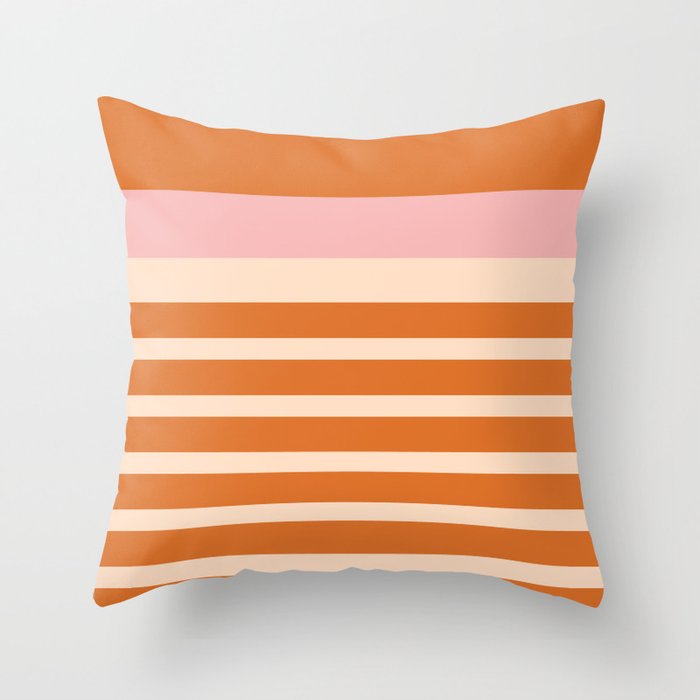 Mixed Stripe Pattern in Orange and Pink Throw Pillow Gallery Image 6