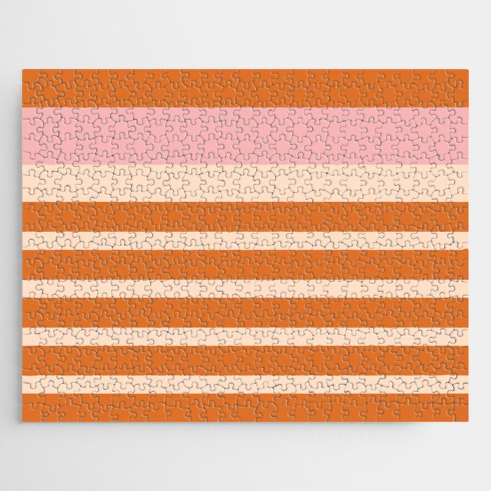 Mixed Stripe Pattern in Orange and Pink Jigsaw Puzzle Gallery Image 1