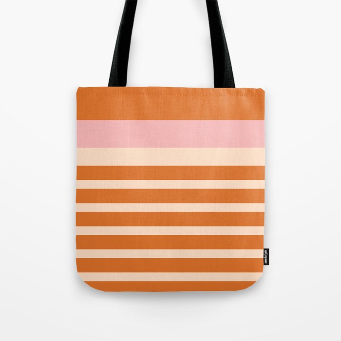 Mixed Stripe Pattern in Orange and Pink Tote Bag Gallery Image 1