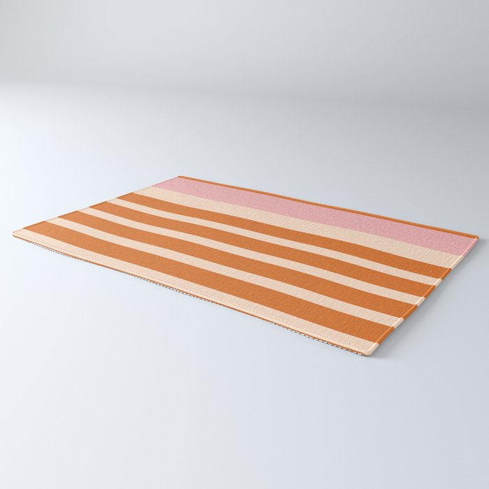 Mixed Stripe Pattern in Orange and Pink Rug Gallery Image 3
