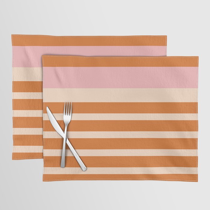 Mixed Stripe Pattern in Orange and Pink Placemat Gallery Image 1