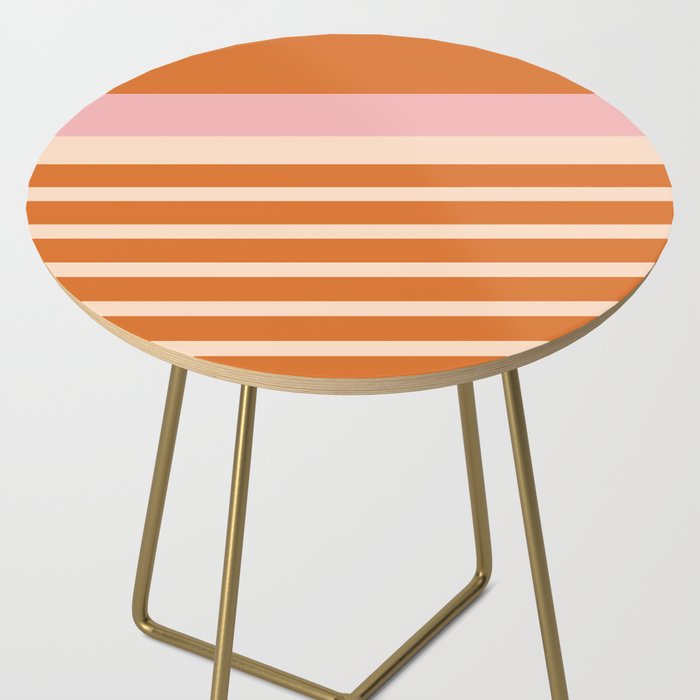 Mixed Stripe Pattern in Orange and Pink Side Table Gallery Image 2