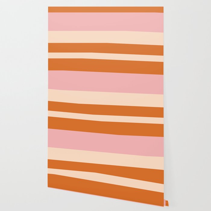 Mixed Stripe Pattern in Orange and Pink Wallpaper Gallery Image 2