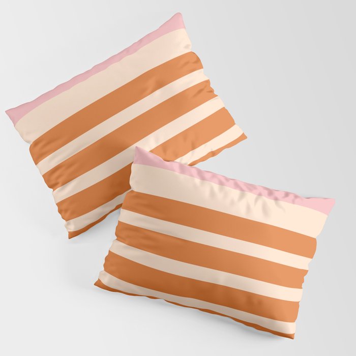 Mixed Stripe Pattern in Orange and Pink Pillow Sham Gallery Image 1