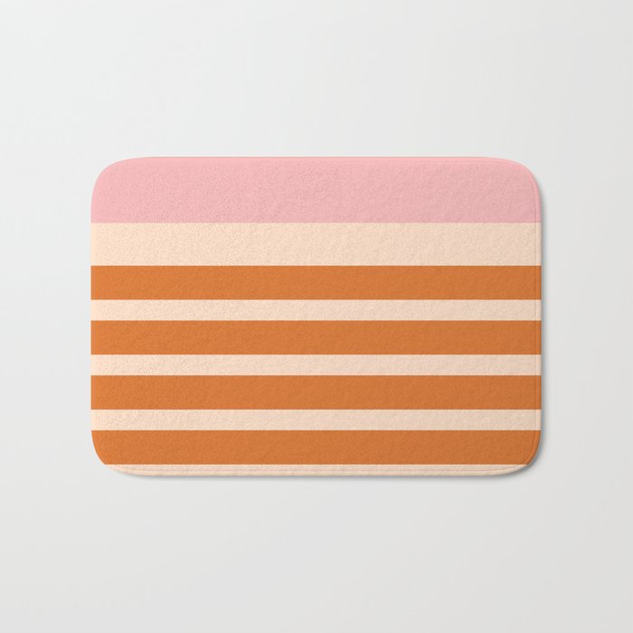 Mixed Stripe Pattern in Orange and Pink Bath Mat Gallery Image 1