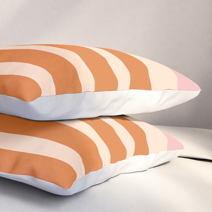 Mixed Stripe Pattern in Orange and Pink Pillow Sham Gallery Image 3