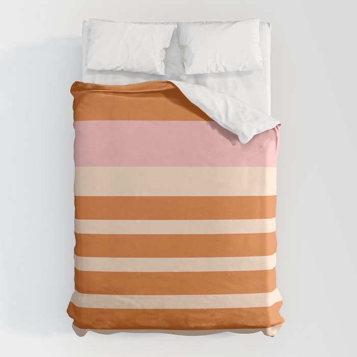 Mixed Stripe Pattern in Orange and Pink Duvet Cover Gallery Image 1