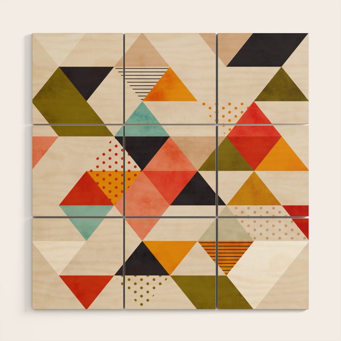 geometry mid century Wood Wall Art Gallery Image 1