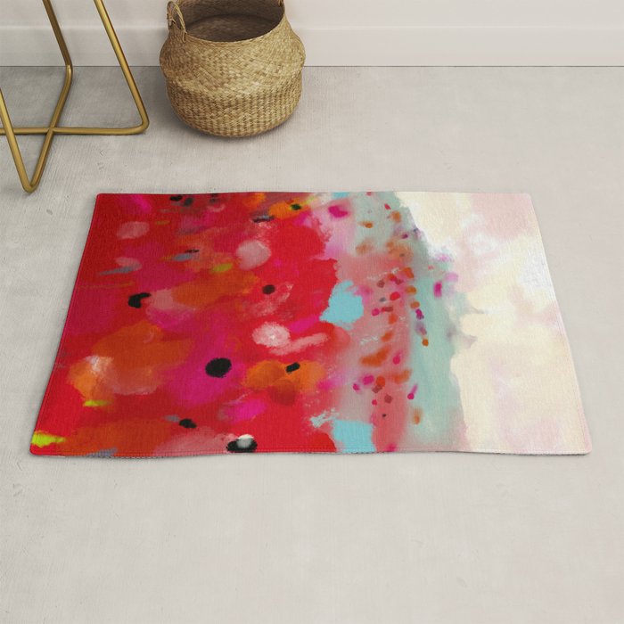 red poppies field abstract Rug Gallery Image 1