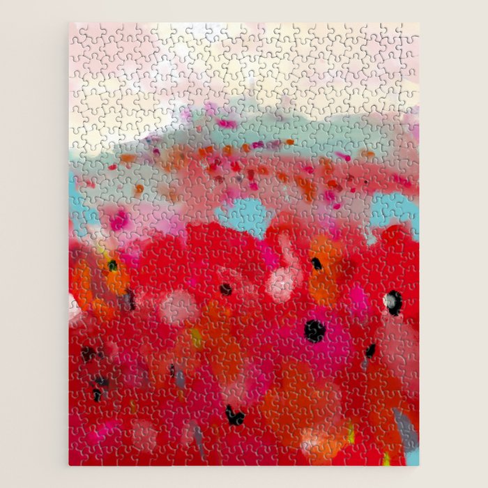 red poppies field abstract Jigsaw Puzzle Gallery Image 1