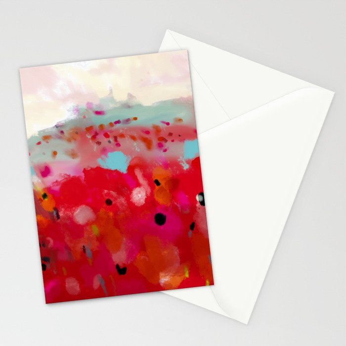 red poppies field abstract Stationery Card Gallery Image 2