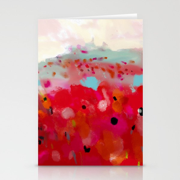 red poppies field abstract Stationery Card Gallery Image 1