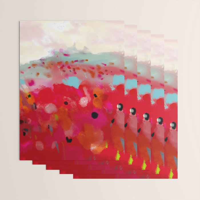 red poppies field abstract Wrapping Paper Gallery Image 3