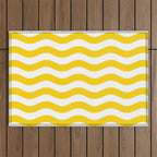 Wavy Stripes Patten Yellow Outdoor Rug Gallery Image 1