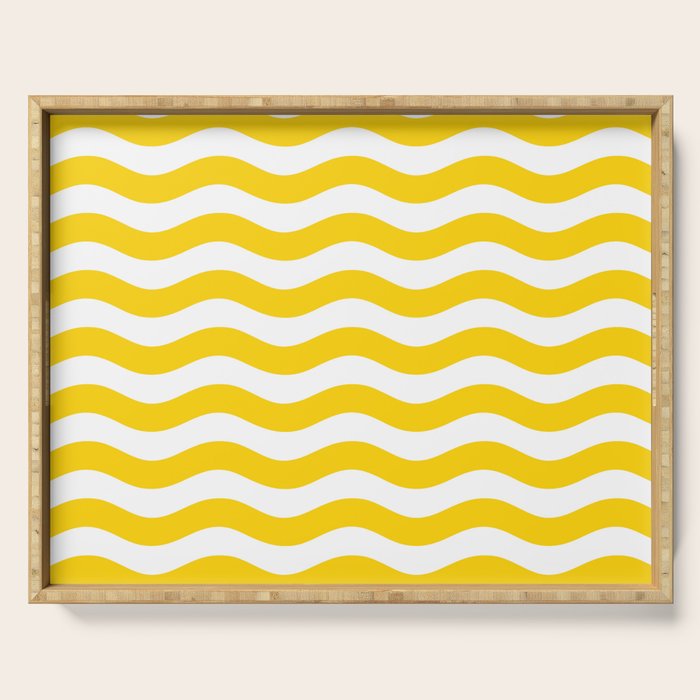 Wavy Stripes Patten Yellow Serving Tray Gallery Image 1