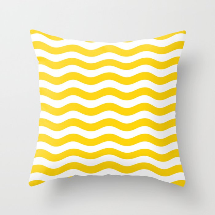 Wavy Stripes Patten Yellow Throw Pillow Gallery Image 1