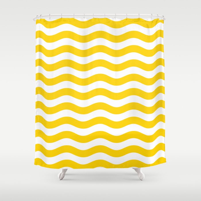 Wavy Stripes Patten Yellow Shower Curtain Gallery Image 1