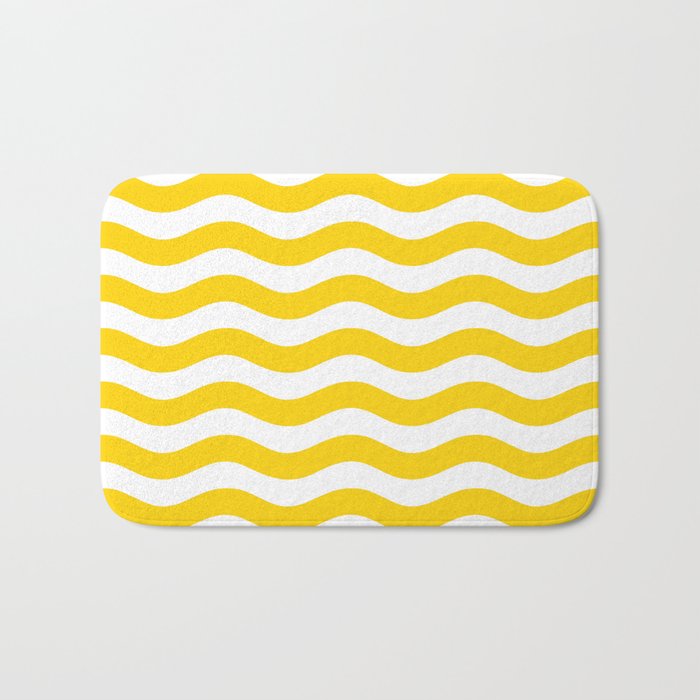 Wavy Stripes Patten Yellow Bath Mat Gallery Image 1